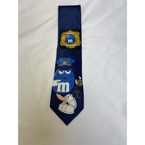 M&M's Police Patrol Tie Blue M&M's w/Badge and Hand Cuffs Graphics Fun Tie